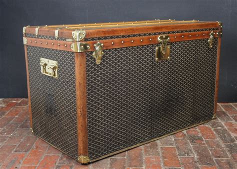 goyard aine trunk|E. Goyard Aine Flat Top Steamer Trunk.